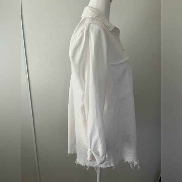 Show Me Your MUMU white Tunic Raw Hem Top Small - Picture 5 of 8